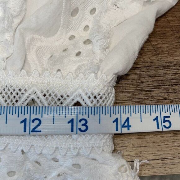Galita Boho Eyelet Tiered Cotton Mini Dress White Size Large NWT - Picture 10 of 11